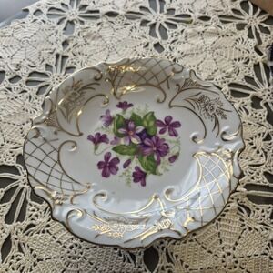 Lipper & Mann Japan Vintage Porcelain Pedestal Candy Trinket Ornate Handpainted